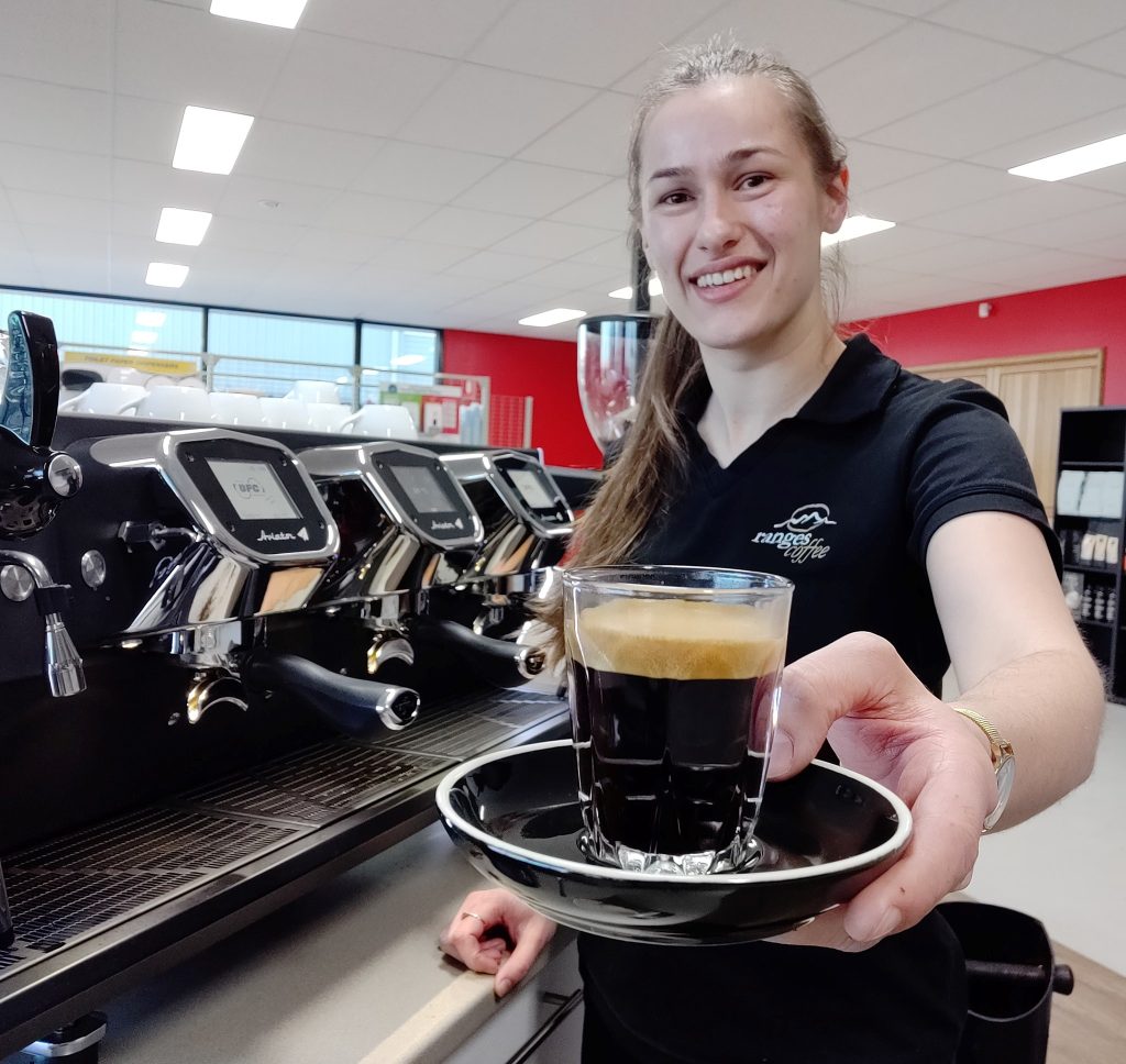 Lydia serving Ranges Coffee